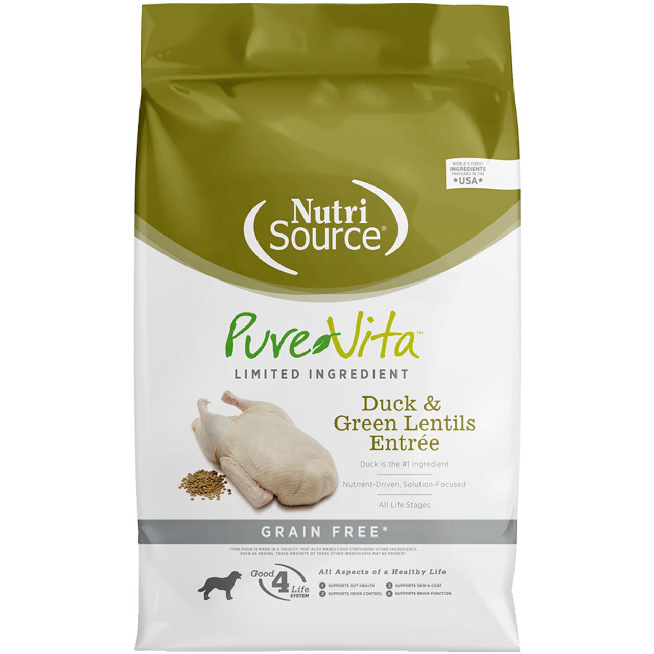NutriSource Pure Vita Dog Dry LID Duck & Green Lentils Entree