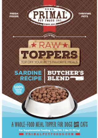 Primal Dog & Cat Frozen Butcher's Blend Topper Sardine 2#
