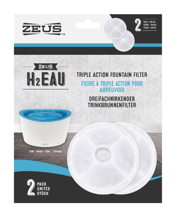 Zeus H2EAU Triple Action Fountain Filters - 2 pack