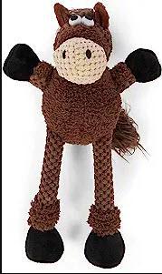goDog Checkers Skinny Horse Plush Dog Toy