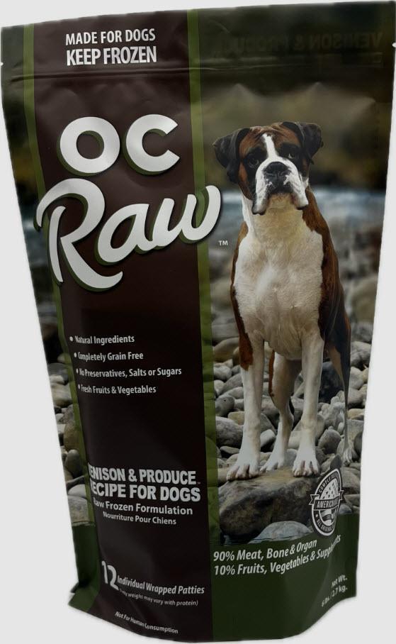 OC Raw Frozen Dog Venison And Produce Patties