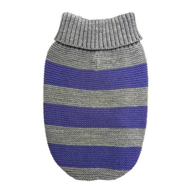 Pet Sweater - Blue and Grey striped