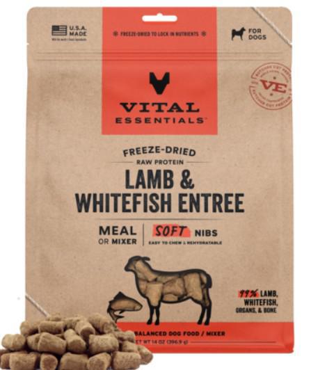 Vital Essentials Dog Food FD Soft Nibs Lamb & Whitefish 14 oz