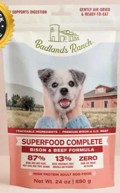 Badlands Ranch Complete Air Dried Superfood Bison & Beef Dog 24 oz