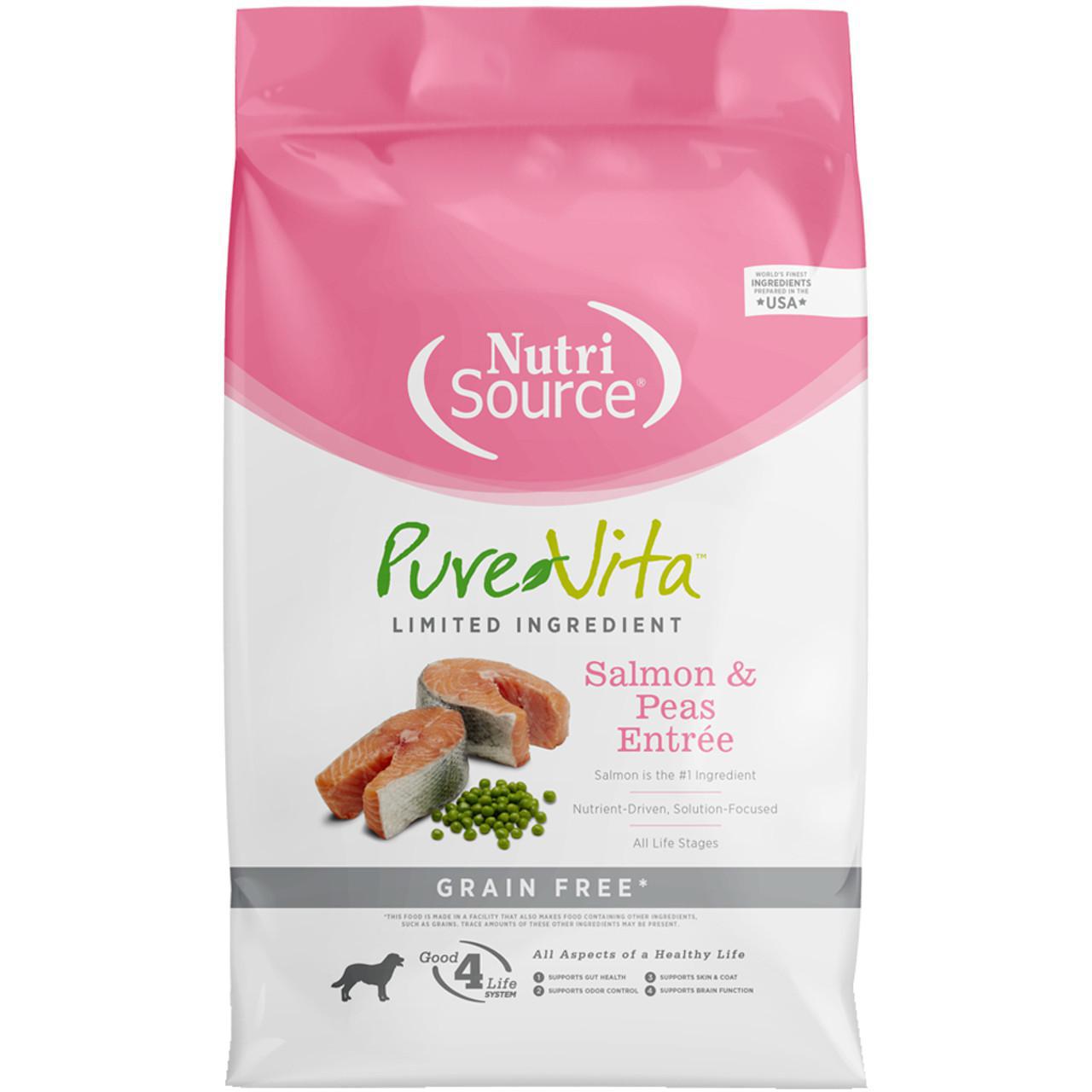 NutriSource Pure Vita Dog Dry LID Salmon & Peas Entree