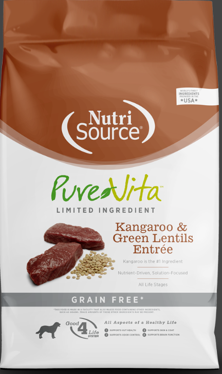 NutriSource Pure Vita Dog Dry LID Kangaroo & Green Lentils Entree