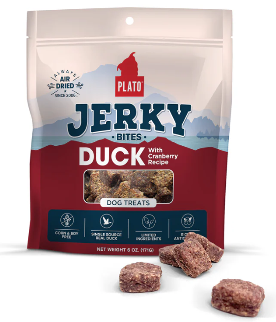 Plato Dog Treat Duck Cranberry Jerky Bites