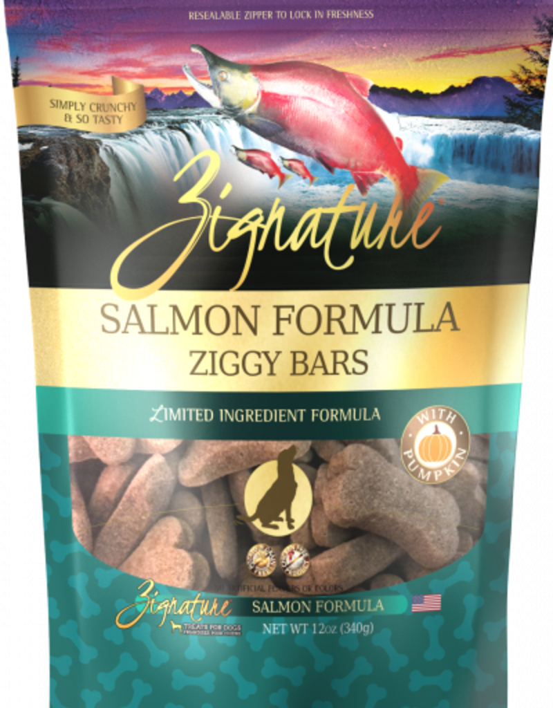 Zignature Dog Treat GF Ziggy Bars Salmon 12 oz - Mr Mochas Pet Supplies