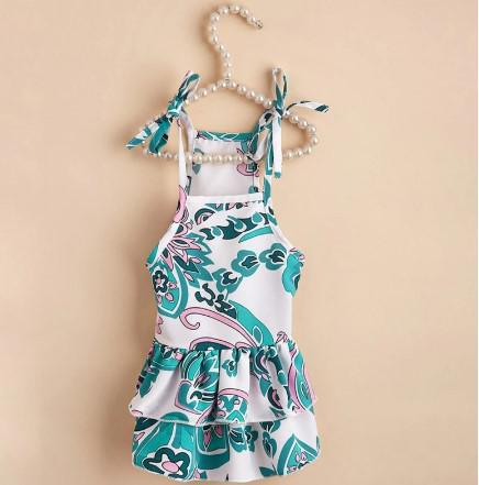 teal & pink design dress