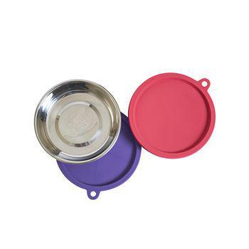 Messy Cats Bowls 4 Pc Box Set 2 Stainless Steel Bowls with 2 Silicone Lids - Mr Mochas Pet Supplies