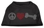 Peace Love Bone Rhinestone T-shirt - Mr Mochas Pet Supplies