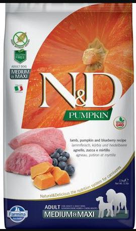 Farmina Dog GF Pumpkin Lamb & Blueberry Med Maxi 5.5#