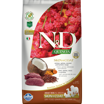Farmina Dog Dry QUINOA LID GF Skin & Coat Venison 5.5# - Mr Mochas Pet Supplies