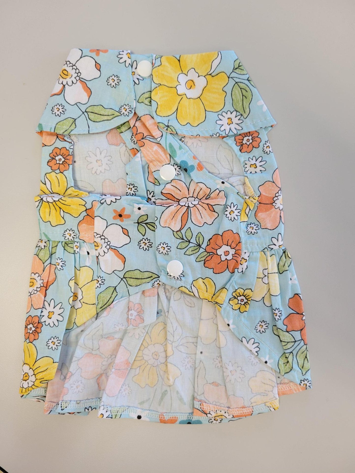 light cotton dress light green with multiple flowers