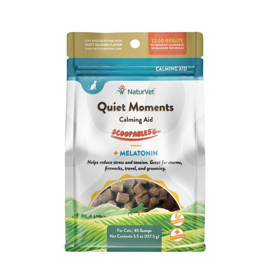 Naturvet Quiet Moments - Wheat Free Hemp Calming Aid Plus Melatonin Cats Scoopables - 45 Scoops