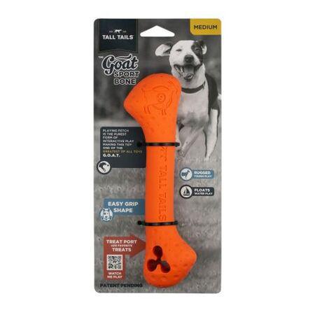 Tall Tails Dog Toy Goat Rubber Bone 9" Orange