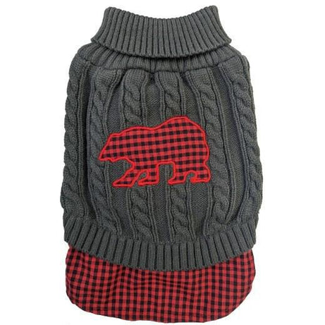 Pet Sweater - Untucked Plaid Sweater - Grey