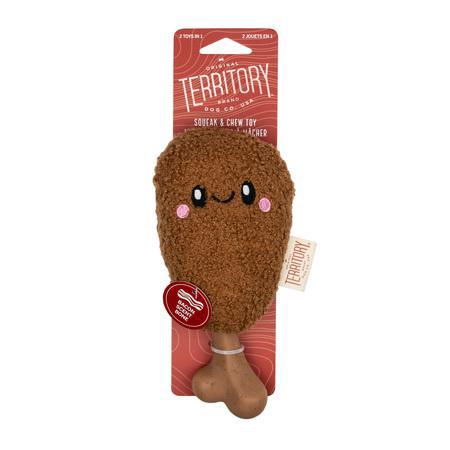 Territory Dog Toy 2 In 1 Plush Chicken Meat On Bone 8"