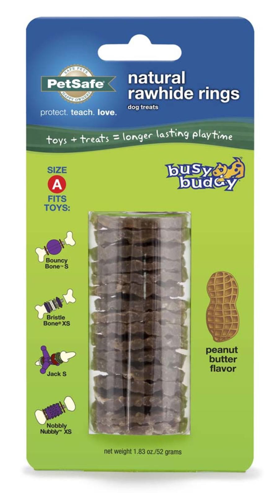 Busy Buddy Natural Rawhide Rings Peanut Butter Small