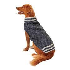 Pet Sweater - Waffle Knit Sweater, Grey with Tan Stripes