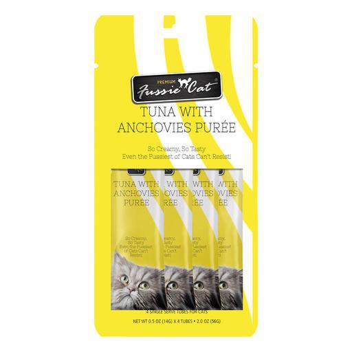 Fussie Cat Treat Puree Tuna Anchovies 4 Pack