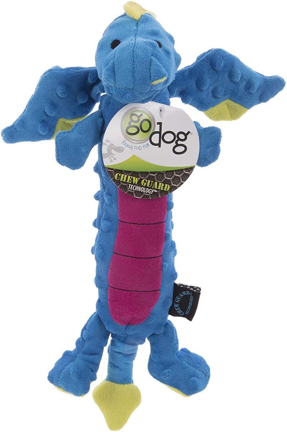 GoDog Checkers Dragons with Chew Guard Tech Durable Plush Dog Toy