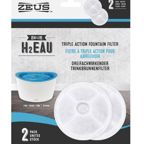 Zeus H2EAU Triple Action Fountain Filters - 2 pack