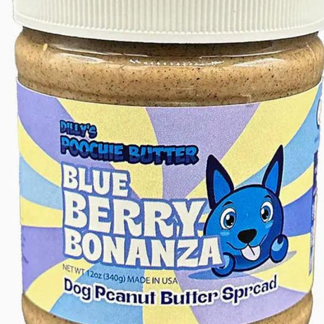 Poochie Butter 12oz Blueberry Flavored Dog Peanut Butter Jar