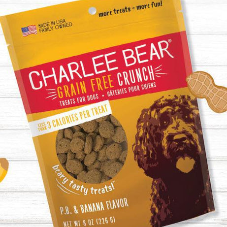 Charlee Bear Grain Free Peanut Butter & Banana Crunch Dog Treat 8 oz