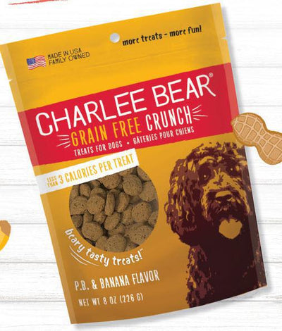 Charlee Bear Grain Free Peanut Butter & Banana Crunch Dog Treat 8 oz