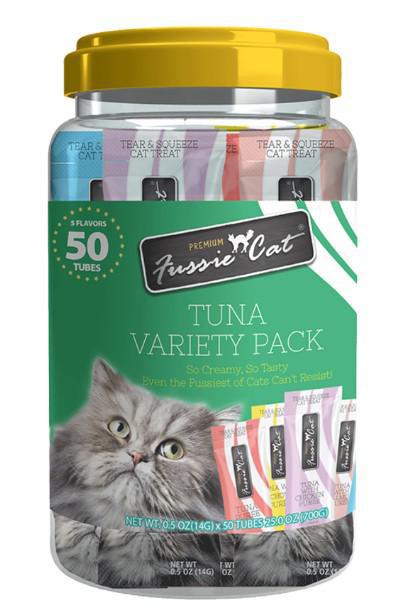 FUSSIE CAT TUNA PUREE VARIETY PACK - 5 FLAVORS - 50 COUNT