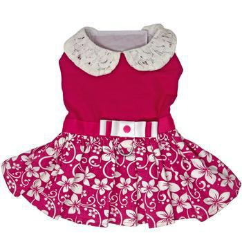 Doggie Design -  Pink Hibiscus Dog Dress with Matching Leash