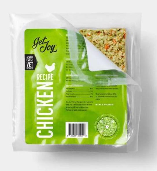Get Joy Chicken Gently Cooked Fresh Frozen Dog Food Patty