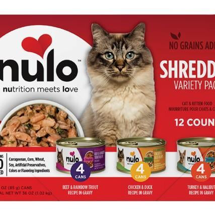 NULO CAT GRAIN FREE SHREDDED 3OZ VARIETY PACK - 12 PACK