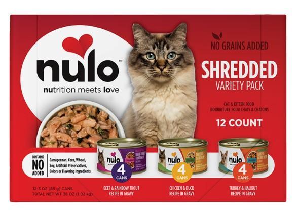 NULO CAT GRAIN FREE SHREDDED 3OZ VARIETY PACK - 12 PACK