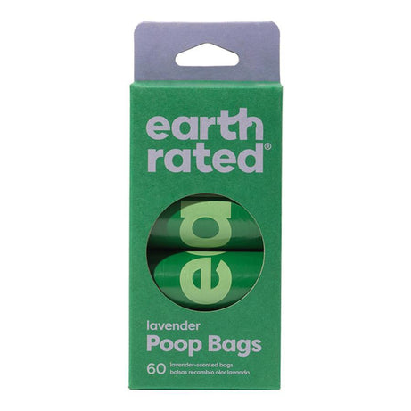 EARTH RATED DOG POOP BAGS - LAVENDER - 4 ROLLS - 60 BAGS