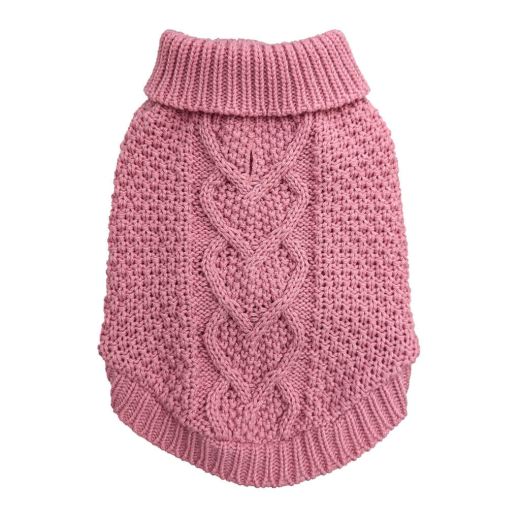 Pet Sweater - Chunky Heart Pink