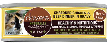 Dave's Cat Naturally Healthy Can Shredded Chicken & Beef 2.8 oz