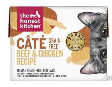 Honest Kitchen Cat Wet GF Cate' Pate' Pate Beef Chicken 2.8 oz
