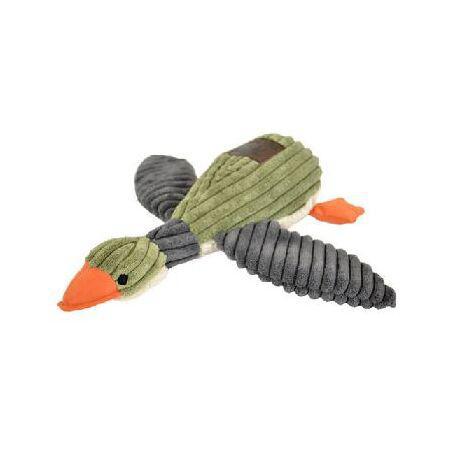 Tall Tails Dog Toy Corduroy Duck with Squeaker 12" Sage & Charcoal