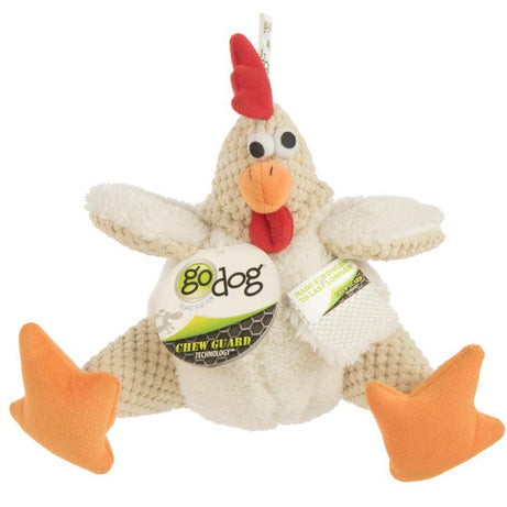 Worldwise GoDog Checkers Fat Rooster Chew Guard Toy White