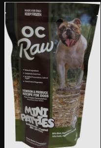 OC Raw Frozen Dog Venison And Produce Patties