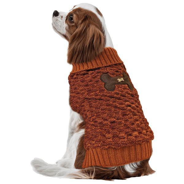 Pet Sweater - Bone Accent Sweater - Orange