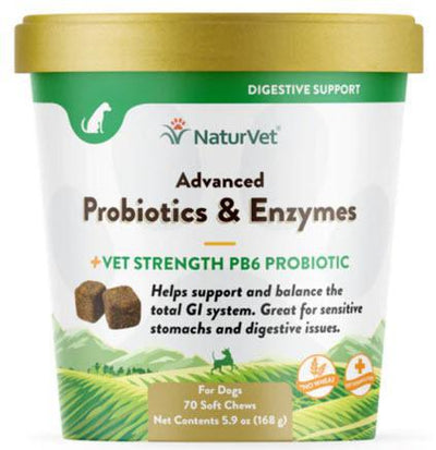 NaturVet Advanced Probiotics & Enzymes Soft Chew 70 Ct