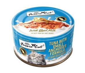 Fussie Cat Premium Tuna w/Small Anchovies in Goats Milk Cat Food 2.47oz Can