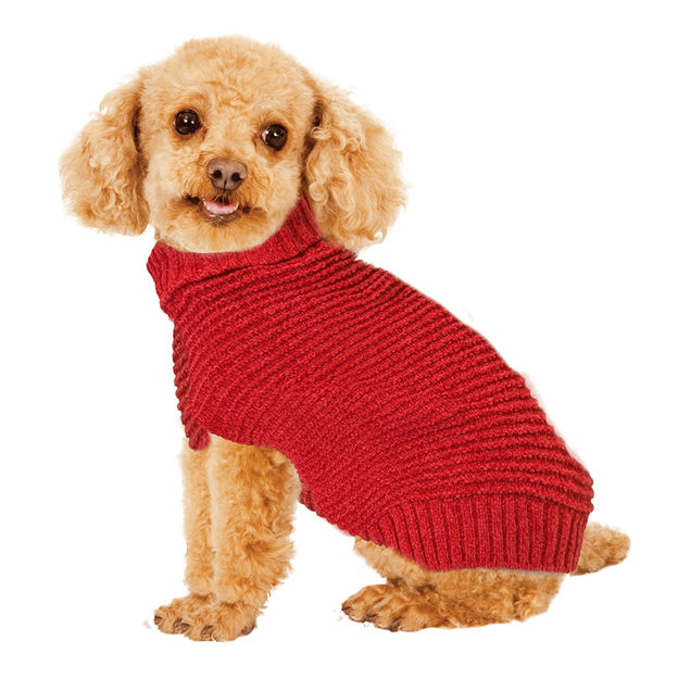 Pet Sweater - Ribbed Chenille Sweater - Red