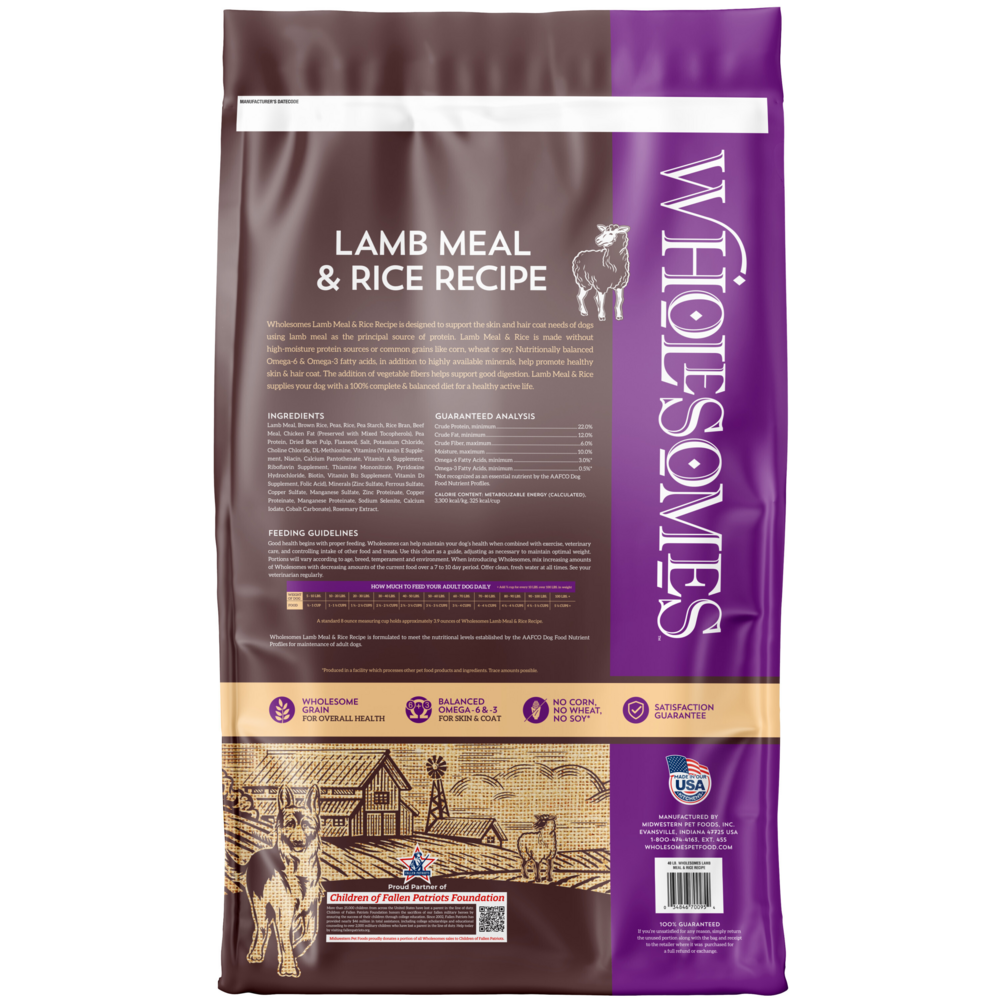 Wholesomes Lamb Meal & Rice Recipe Dry Dog Food