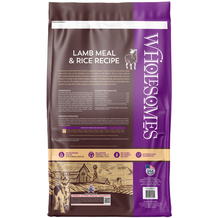 Wholesomes Lamb Meal & Rice Recipe Dry Dog Food