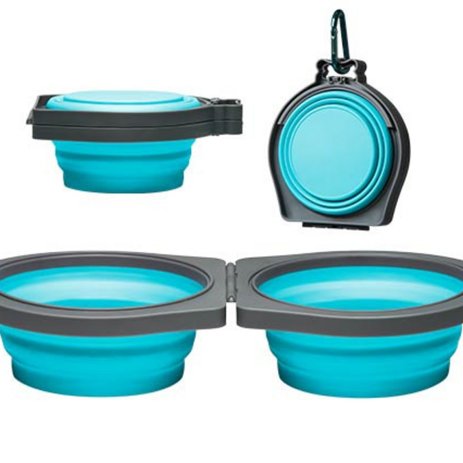 Loving Pets Blue Bella Roma Travel Double Diner Bowl