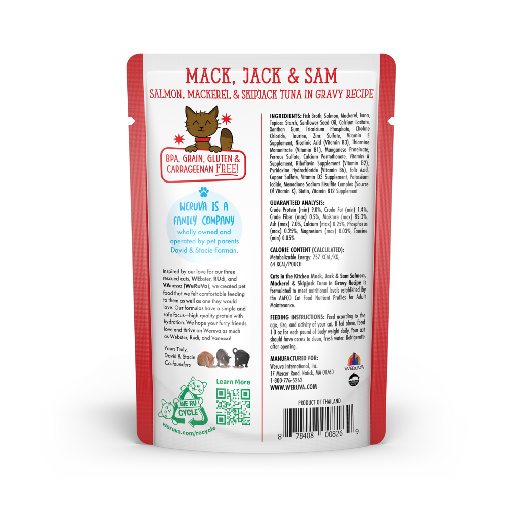 Weruva Cats In the Kitchen Mack Jack and Sam Cat Pouches Wet Cat Food